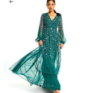Green beaded maxi dress